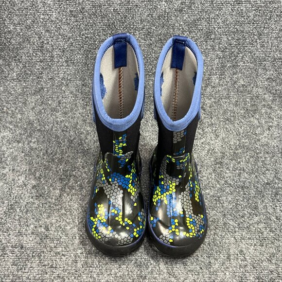 Bogs Classic Axel Boots Boys Sz 10 Black Blue Lime Waterproof Outdoor Rain Boot - Picture 3 of 14
